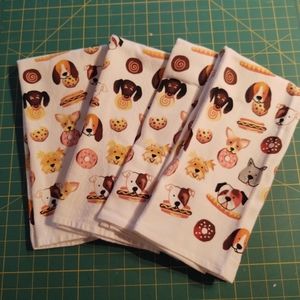Puppy Theme Kitchen Cotton Towel Set of 4